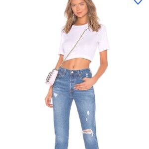 Levi's Like New Wedgie Button Fly Straight Leg Jeans with Raw Hem Size 26